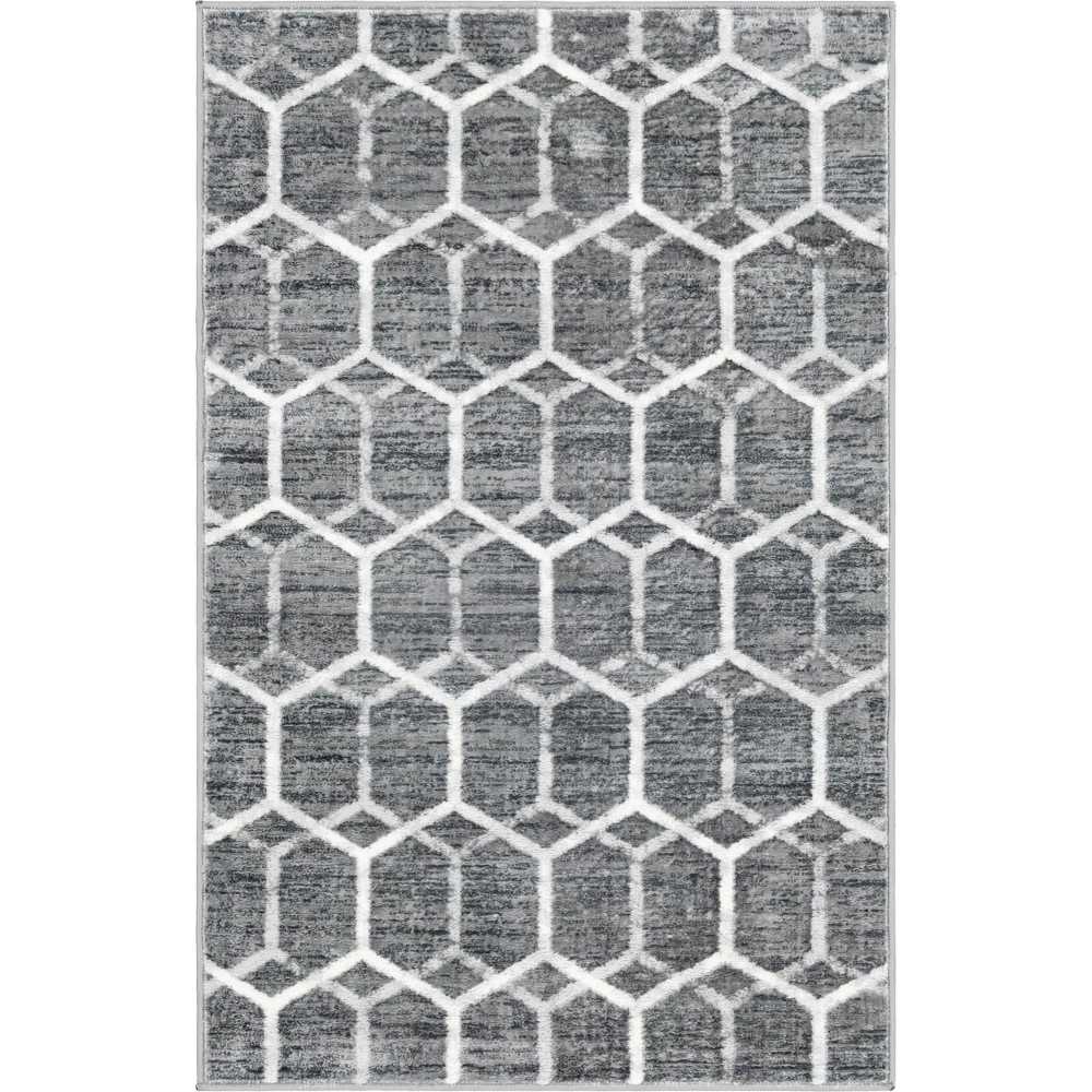 Rug Unique Loom Matrix Trellis Gray Rectangular 3' 3 x 5' 3