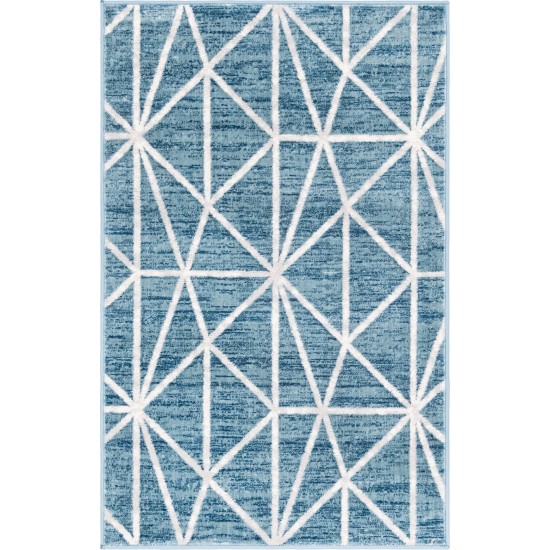 Rug Unique Loom Matrix Trellis Blue Rectangular 3' 3 x 5' 3