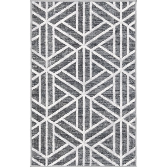 Rug Unique Loom Matrix Trellis Dark Gray Rectangular 3' 3 x 5' 3