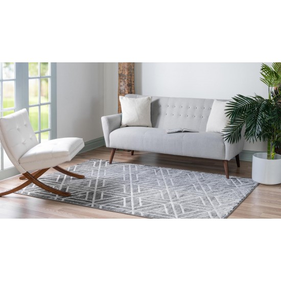 Rug Unique Loom Matrix Trellis Dark Gray Rectangular 3' 3 x 5' 3