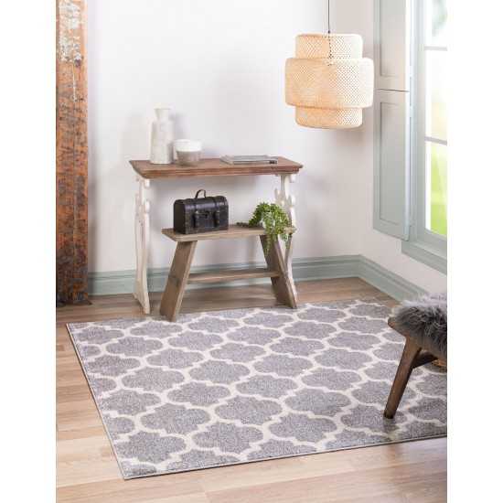 Rug Unique Loom Trellis Light Gray Square 10' 0 x 10' 0