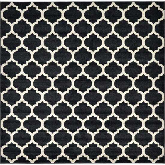 Rug Unique Loom Trellis Black Square 10' 0 x 10' 0