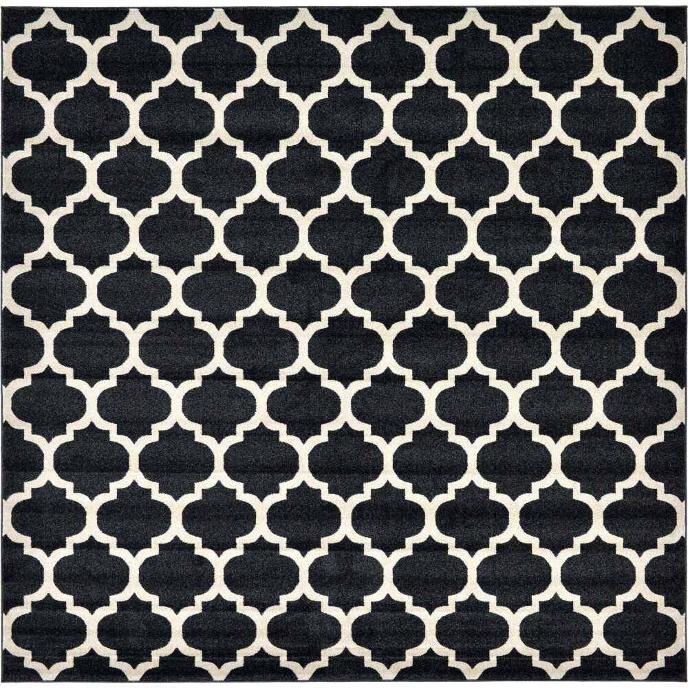 Rug Unique Loom Trellis Black Square 10' 0 x 10' 0