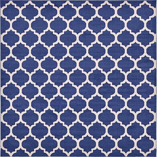 Rug Unique Loom Trellis Navy Blue Square 10' 0 x 10' 0