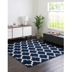 Rug Unique Loom Trellis Navy Blue Square 10' 0 x 10' 0