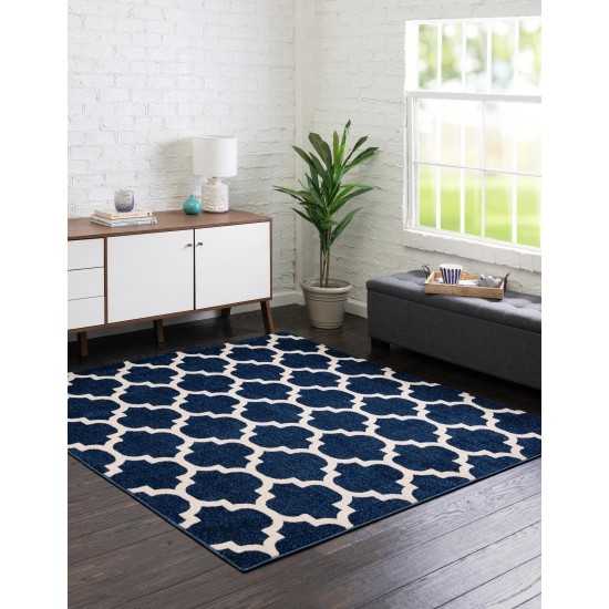 Rug Unique Loom Trellis Navy Blue Square 10' 0 x 10' 0