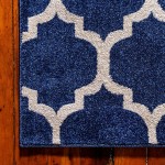 Rug Unique Loom Trellis Navy Blue Square 10' 0 x 10' 0