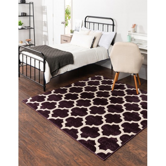 Rug Unique Loom Trellis Dark Purple Square 8' 0 x 8' 0