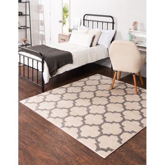 Rug Unique Loom Trellis Beige/Gray Square 8' 0 x 8' 0