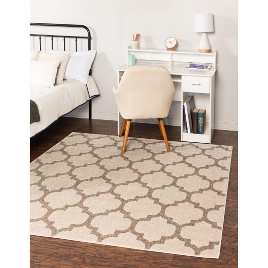 Rug Unique Loom Trellis Beige/Light Brown Square 8' 0 x 8' 0