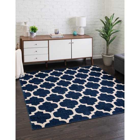 Rug Unique Loom Trellis Navy Blue Square 6' 0 x 6' 0