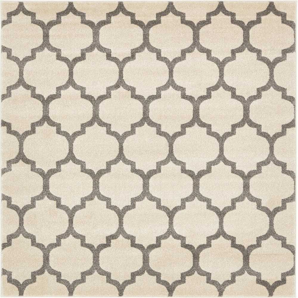 Rug Unique Loom Trellis Beige/Gray Square 6' 0 x 6' 0