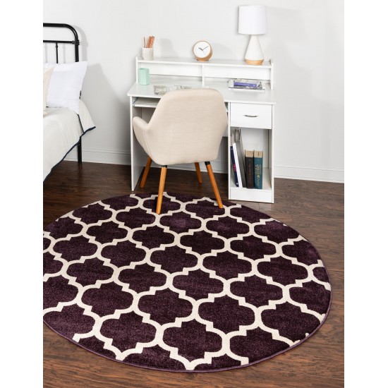 Rug Unique Loom Trellis Dark Purple Round 12' 2 x 12' 2