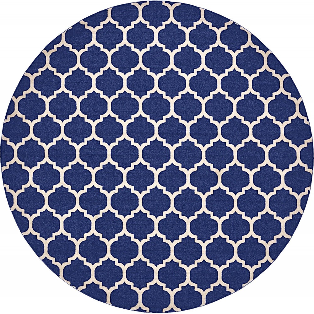 Rug Unique Loom Trellis Navy Blue Round 12' 2 x 12' 2