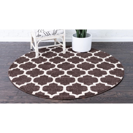 Rug Unique Loom Trellis Dark Brown/Beige Round 12' 2 x 12' 2