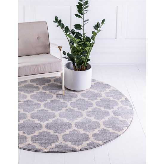 Rug Unique Loom Trellis Light Gray Round 10' 0 x 10' 0