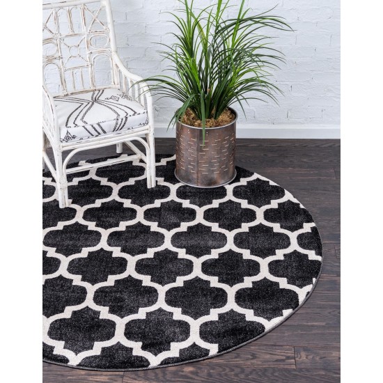 Rug Unique Loom Trellis Black Round 10' 0 x 10' 0