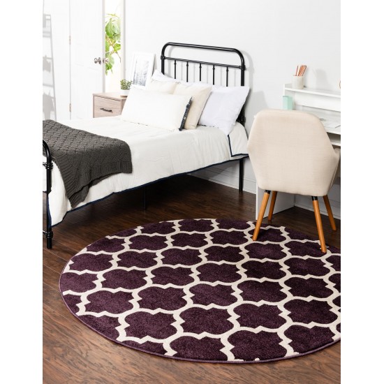 Rug Unique Loom Trellis Dark Purple Round 10' 0 x 10' 0