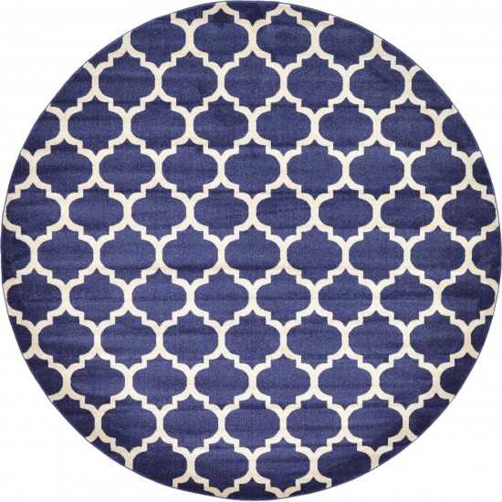 Rug Unique Loom Trellis Navy Blue Round 10' 0 x 10' 0