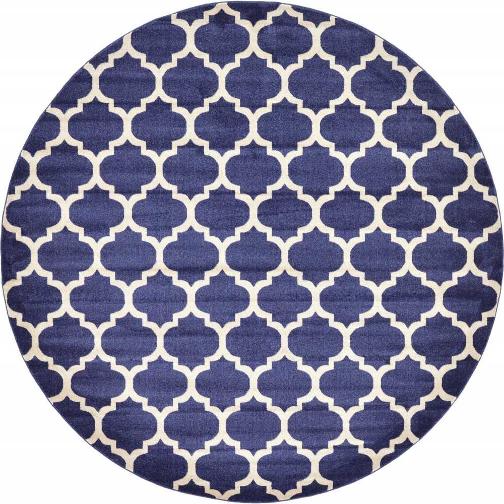 Rug Unique Loom Trellis Navy Blue Round 10' 0 x 10' 0