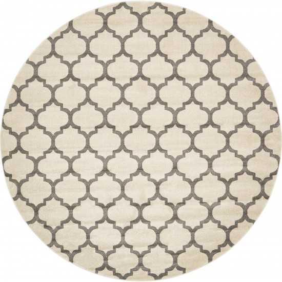 Rug Unique Loom Trellis Beige/Gray Round 10' 0 x 10' 0