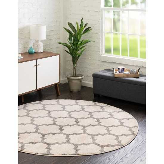 Rug Unique Loom Trellis Beige/Gray Round 10' 0 x 10' 0