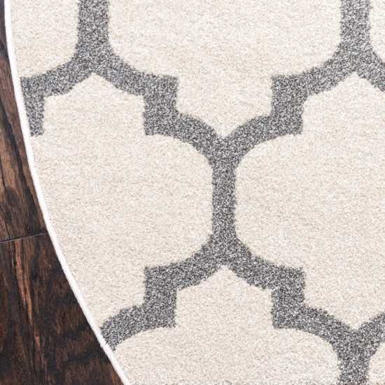 Rug Unique Loom Trellis Beige/Gray Round 10' 0 x 10' 0