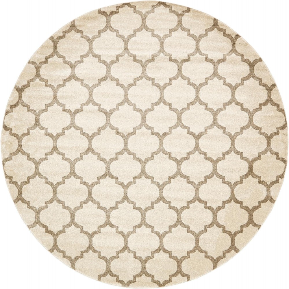 Rug Unique Loom Trellis Beige/Light Brown Round 10' 0 x 10' 0