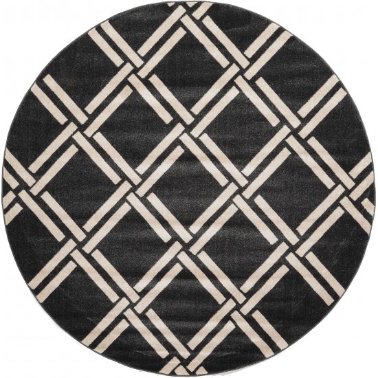 Rug Unique Loom Trellis Black Round 8' 0 x 8' 0