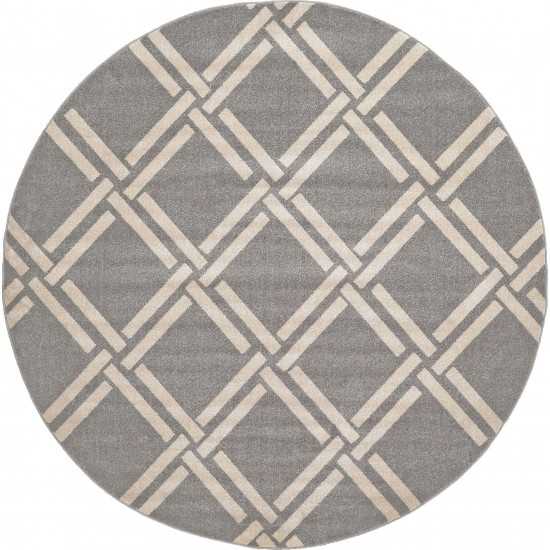 Rug Unique Loom Trellis Gray Round 8' 0 x 8' 0