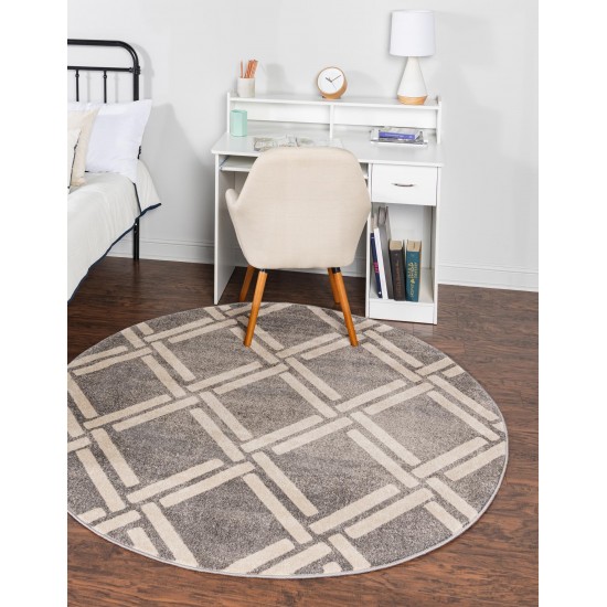 Rug Unique Loom Trellis Gray Round 8' 0 x 8' 0