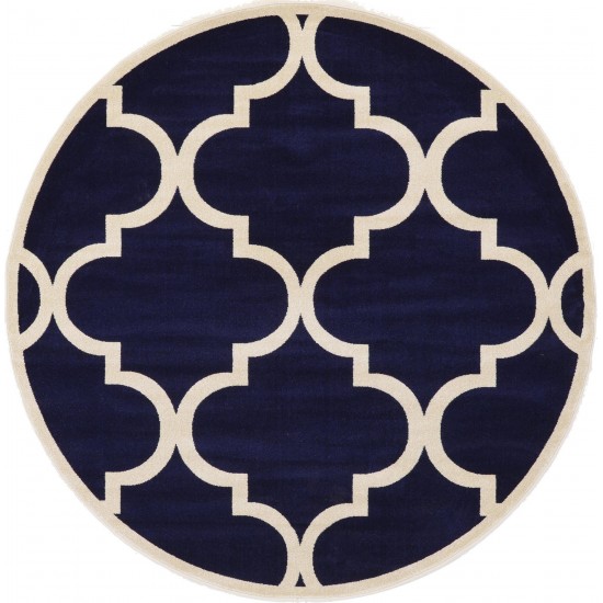 Rug Unique Loom Trellis Navy Blue Round 8' 0 x 8' 0