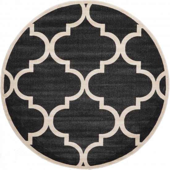 Rug Unique Loom Trellis Black Round 8' 0 x 8' 0