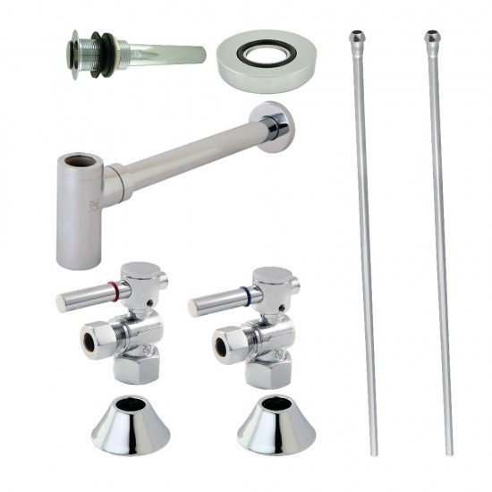 Kingston Brass Modern Plumbing Sink Trim Kit with Bottle Trap and Drain, Polished Chrome