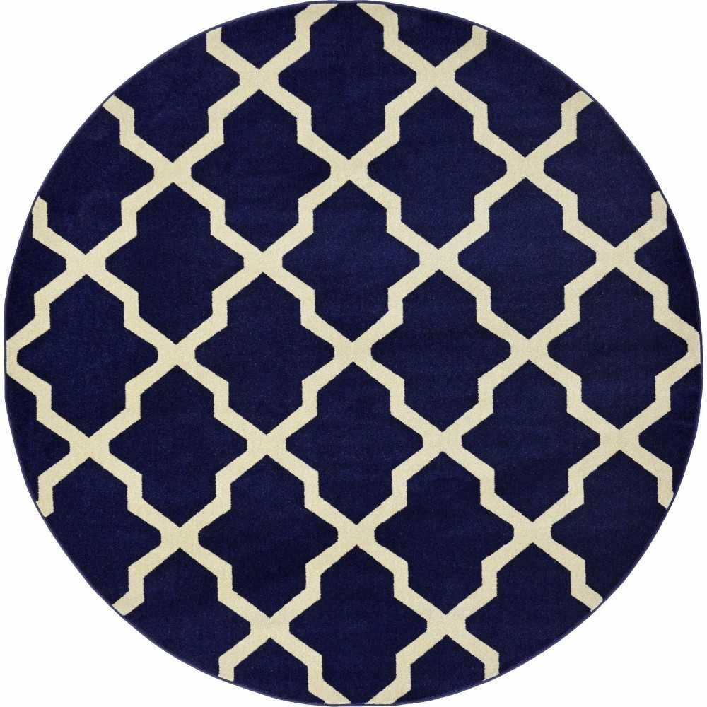 Rug Unique Loom Trellis Navy Blue Round 8' 0 x 8' 0 Rug Unique Loom Trellis Navy Blue Round 8' 0 x 8' 0