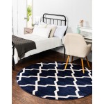 Rug Unique Loom Trellis Navy Blue Round 8' 0 x 8' 0