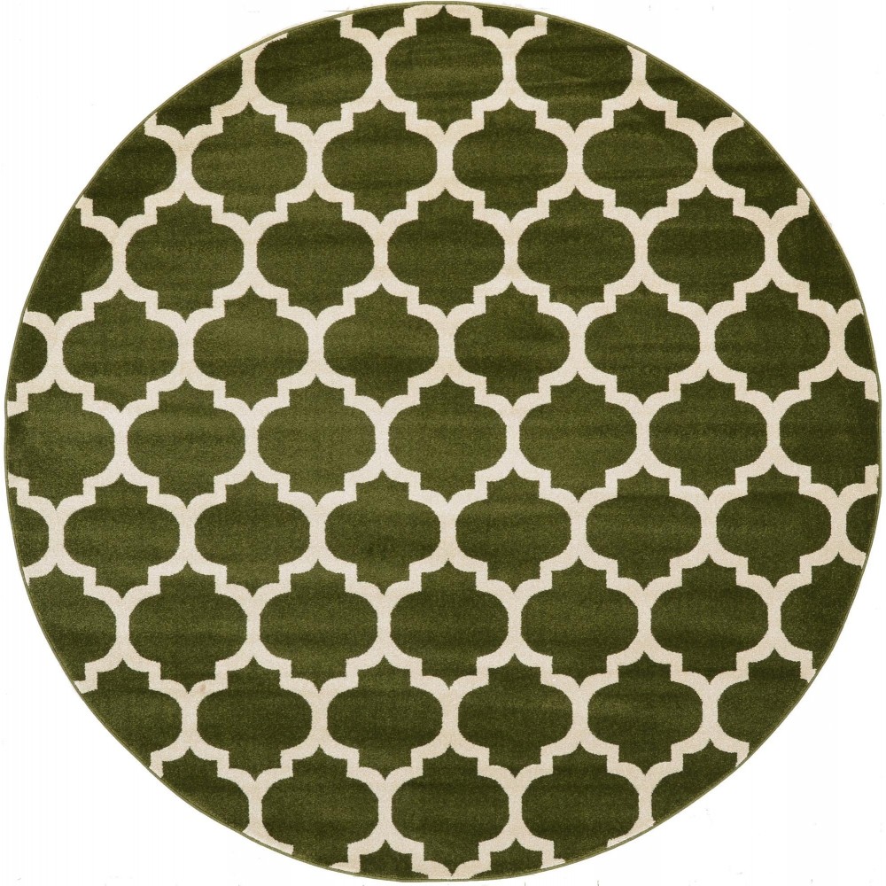 Rug Unique Loom Trellis Dark Green Round 8' 0 x 8' 0