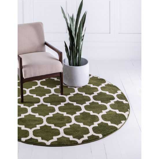 Rug Unique Loom Trellis Dark Green Round 8' 0 x 8' 0