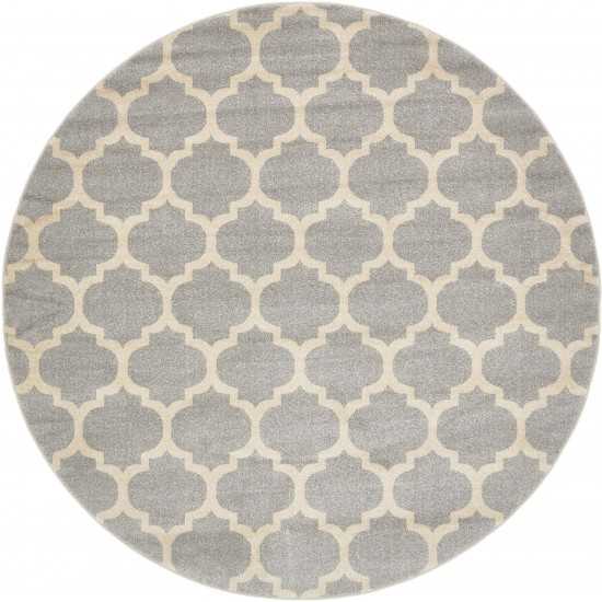 Rug Unique Loom Trellis Light Gray Round 8' 0 x 8' 0