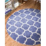 Rug Unique Loom Trellis Blue Round 8' 0 x 8' 0