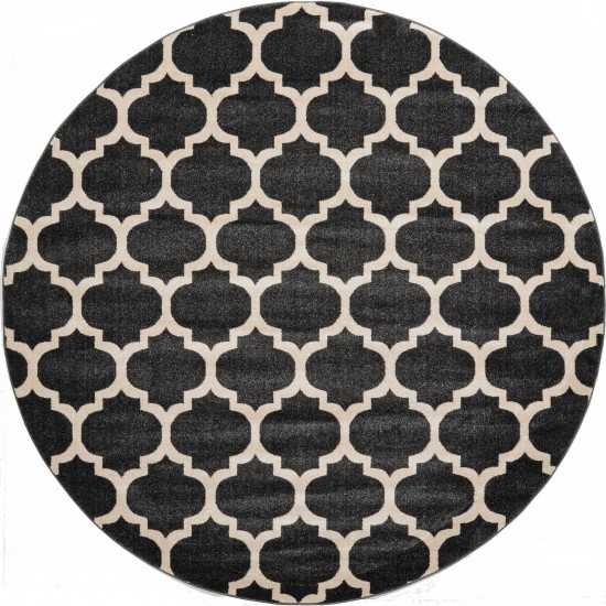 Rug Unique Loom Trellis Black Round 8' 0 x 8' 0