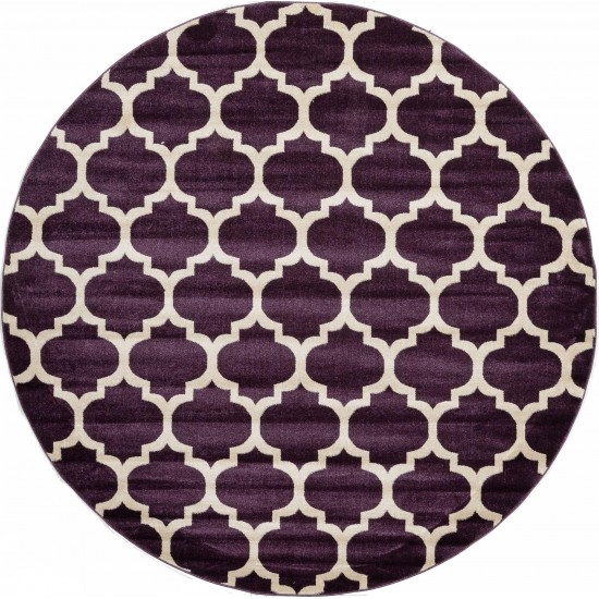 Rug Unique Loom Trellis Dark Purple Round 8' 0 x 8' 0