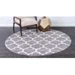 Rug Unique Loom Trellis Gray Round 8' 0 x 8' 0