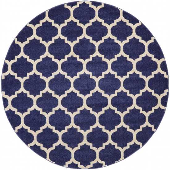 Rug Unique Loom Trellis Navy Blue Round 8' 0 x 8' 0