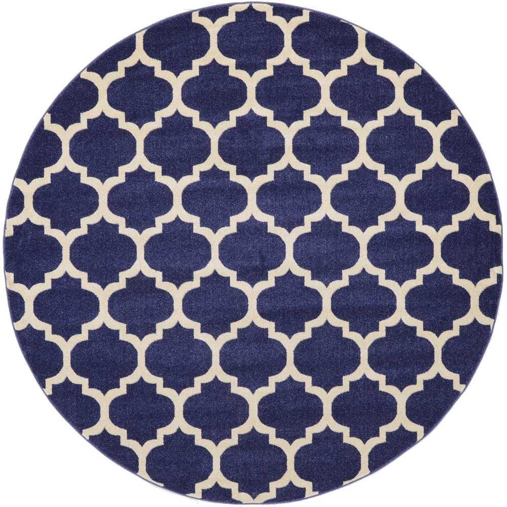 Rug Unique Loom Trellis Navy Blue Round 8' 0 x 8' 0 Rug Unique Loom Trellis Navy Blue Round 8' 0 x 8' 0
