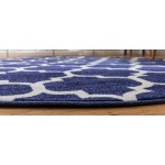 Rug Unique Loom Trellis Navy Blue Round 8' 0 x 8' 0