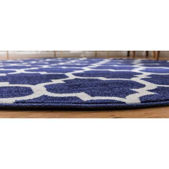 Rug Unique Loom Trellis Navy Blue Round 8' 0 x 8' 0
