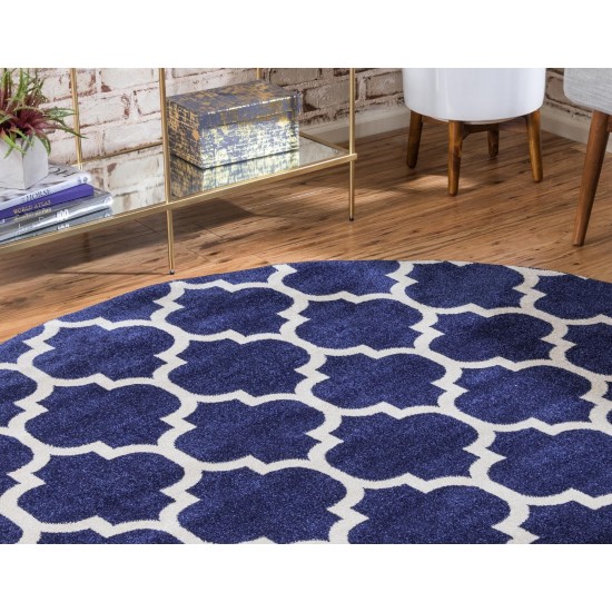 Rug Unique Loom Trellis Navy Blue Round 8' 0 x 8' 0