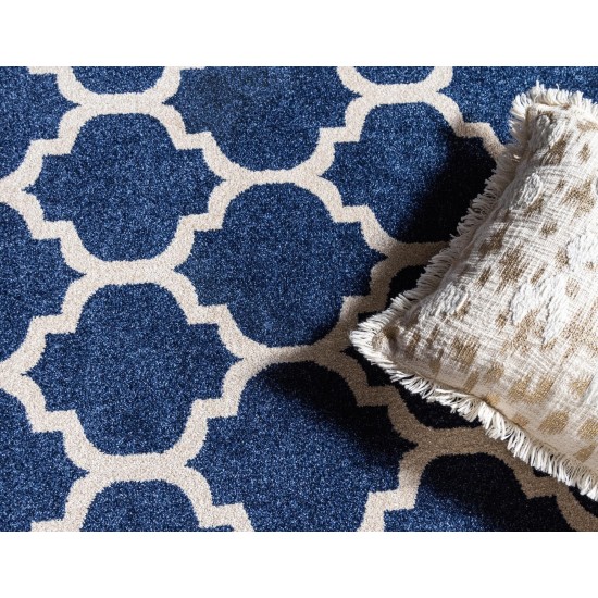 Rug Unique Loom Trellis Navy Blue Round 8' 0 x 8' 0