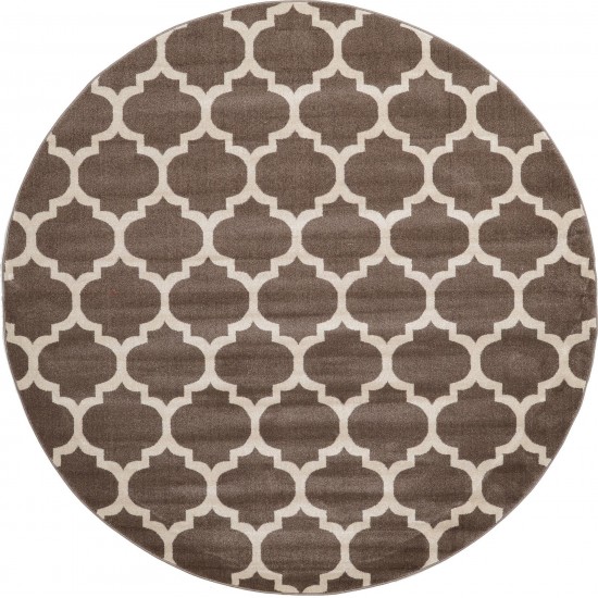 Rug Unique Loom Trellis Brown/Beige Round 8' 0 x 8' 0